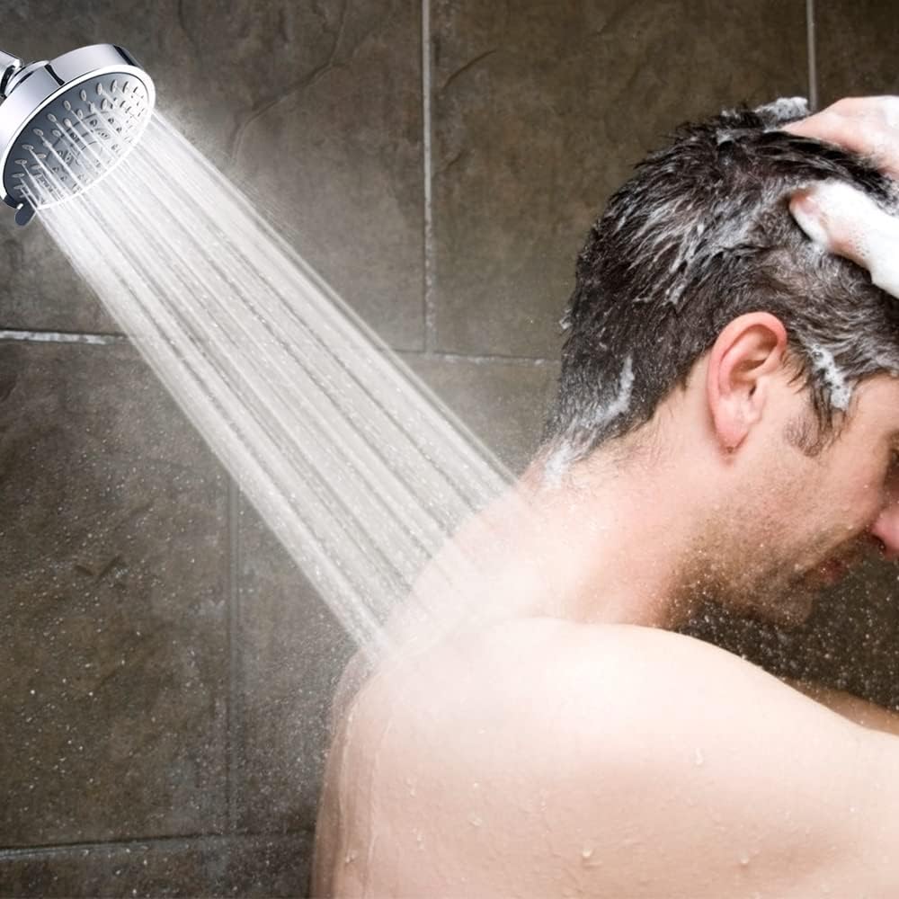 Shower Head, High Pressure Shower Heads 4.1 Inch 5 Settings Rain High Flow Fixed Showerhead for Luxury Shower
