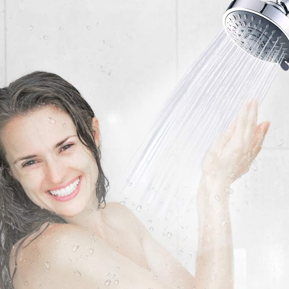 Shower Head, High Pressure Shower Heads 4.1 Inch 5 Settings Rain High Flow Fixed Showerhead for Luxury Shower