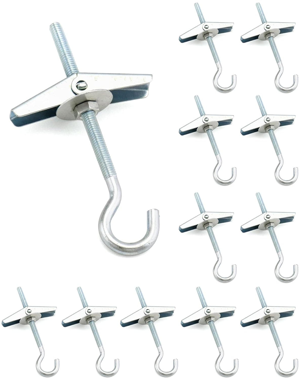 Ceiling Hooks, 12 Packs 3-9/16" Spring Toggle Wing Bolts Wall Fixing Heavy Duty Pothook for Hanging Plants