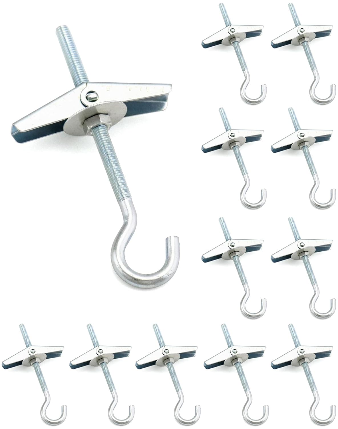 Ceiling Hooks, 12 Packs 3-9/16" Spring Toggle Wing Bolts Wall Fixing Heavy Duty Pothook for Hanging Plants