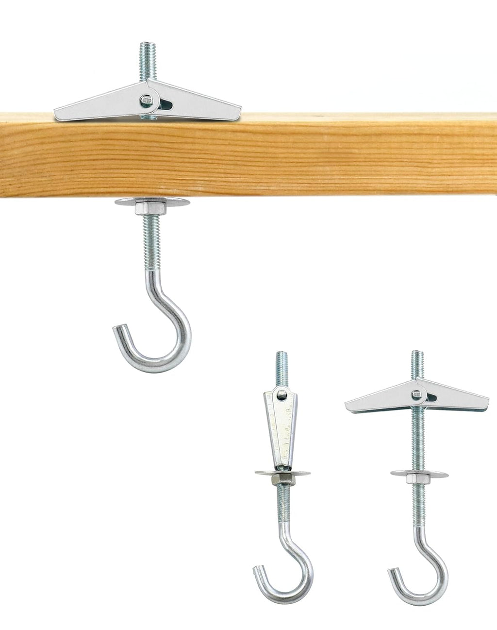 Ceiling Hooks, 12 Packs 3-9/16" Spring Toggle Wing Bolts Wall Fixing Heavy Duty Pothook for Hanging Plants