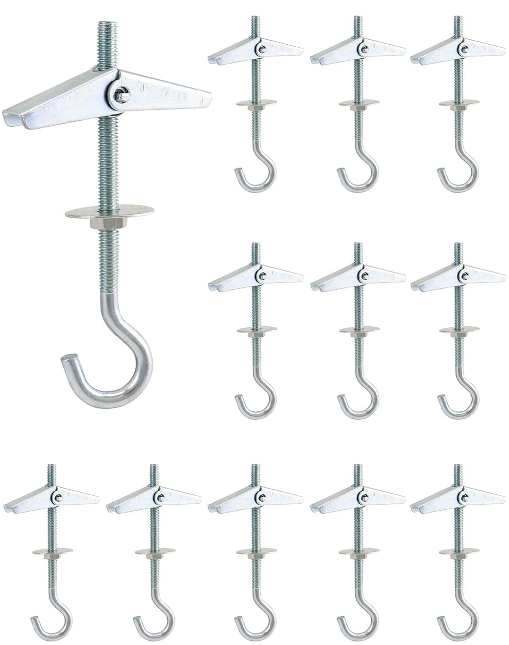 Ceiling Hooks, 12 Packs 3-9/16" Spring Toggle Wing Bolts Wall Fixing Heavy Duty Pothook for Hanging Plants
