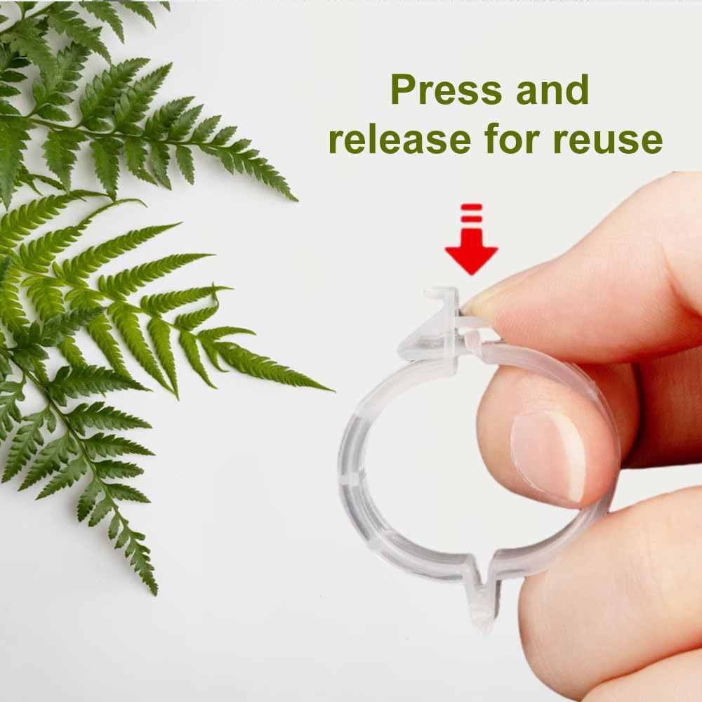 Secured Plastic Plant Clip, 2024 Upgraded Plant Support Clips Reusable Garden Clips 50 Piece