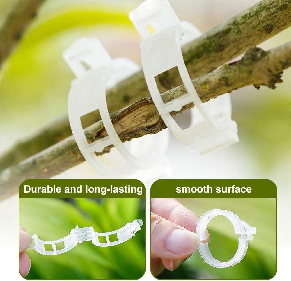 Secured Plastic Plant Clip, 2024 Upgraded Plant Support Clips Reusable Garden Clips 50 Piece
