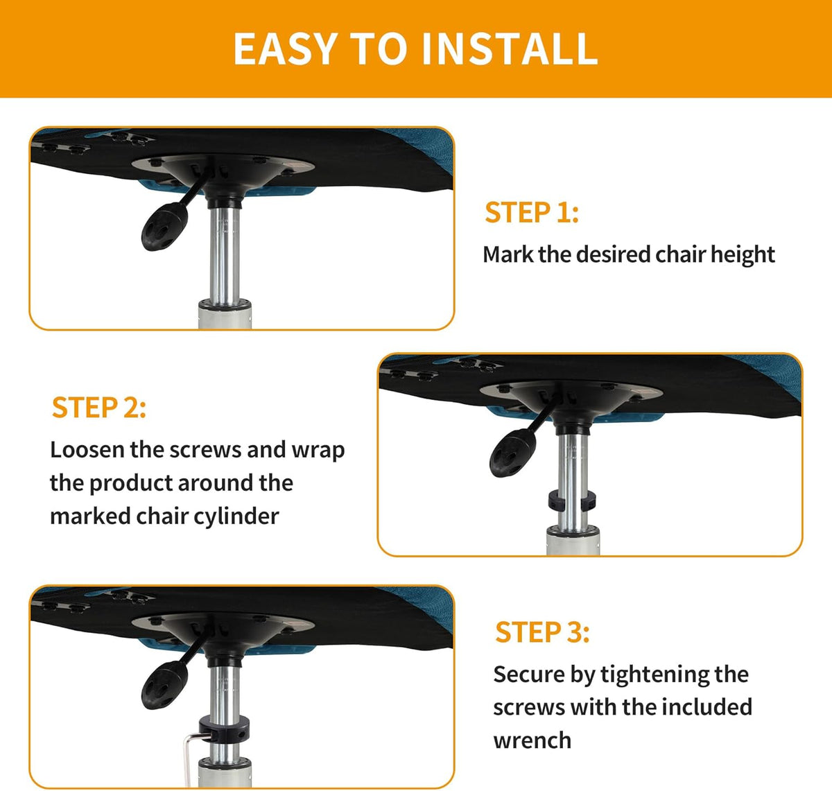 Fix Sinking Office Chair, Steel Gas Lift Cylinder Clamp Holder, Office Chair Saver Kit Adjust Chair Height and Stop
