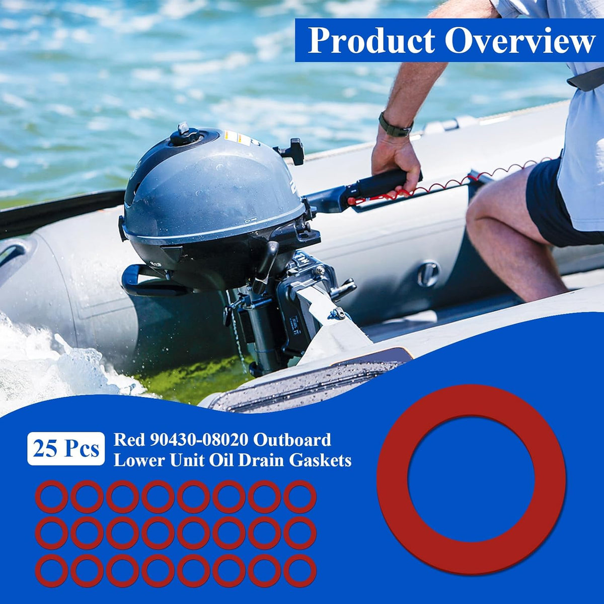 25 Piece 90430-08020 90430-08003 Outboard Lower Unit Oil Drain Gaskets for Yamaha 4 Stroke Outboard