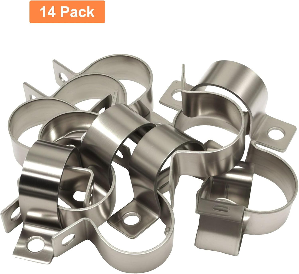 14 Pack 1 Inch Stainless Steel Conduit Clamps, U-Shape Bracket Pipe Clamps 2 Hole Fixing Clips