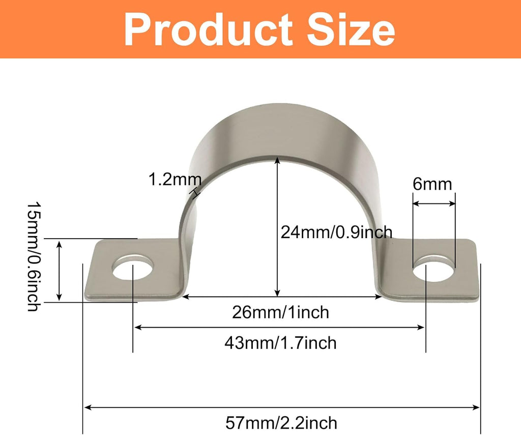 14 Pack 1 Inch Stainless Steel Conduit Clamps, U-Shape Bracket Pipe Clamps 2 Hole Fixing Clips