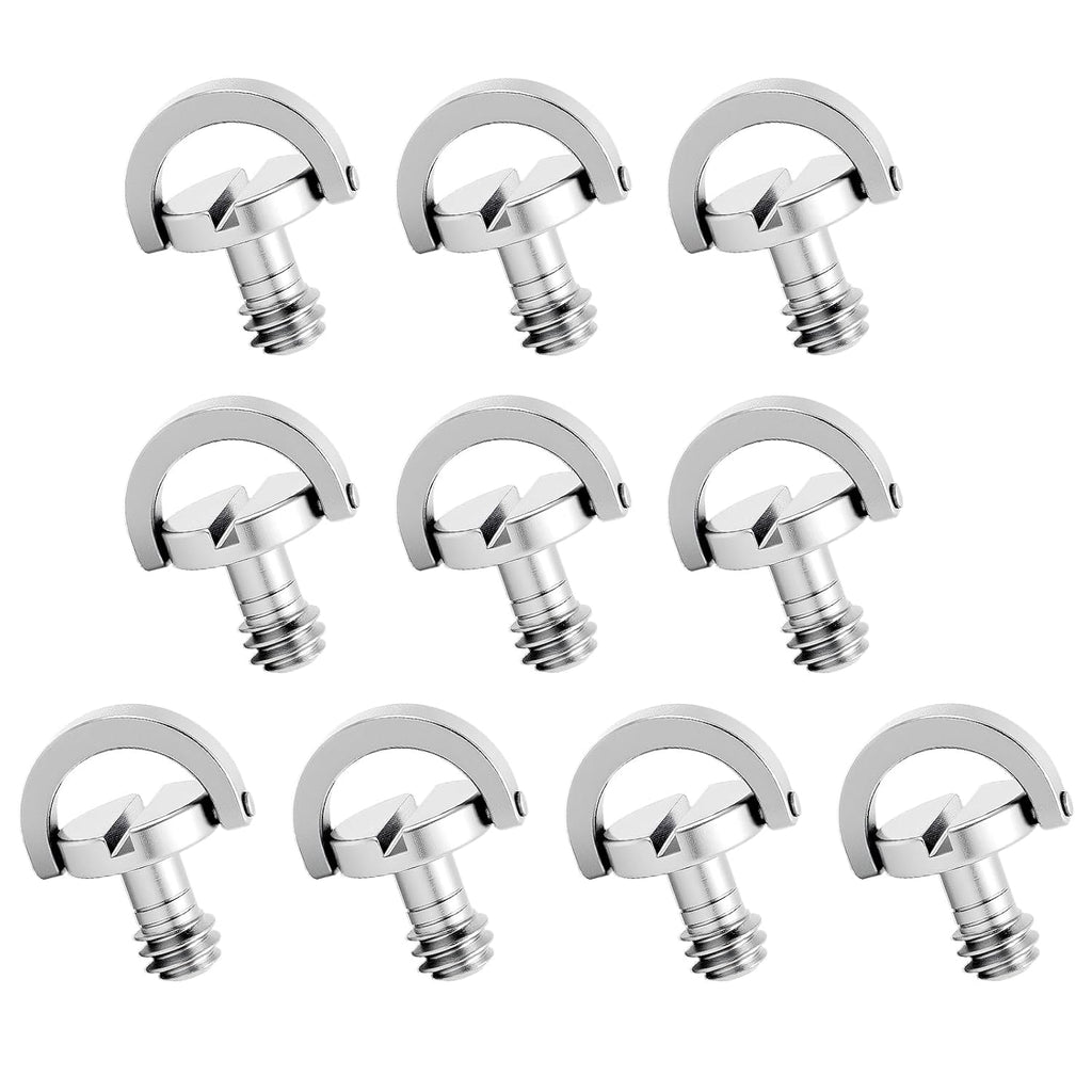 10 Pack Stainless Steel D Ring Screw Hinged Holder, 1/4"-20 Ring Camera Screws Tripod Camera Fixing Screwsfor Selfie
