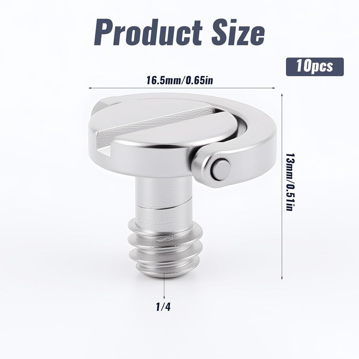 10 Pack Stainless Steel D Ring Screw Hinged Holder, 1/4"-20 Ring Camera Screws Tripod Camera Fixing Screwsfor Selfie