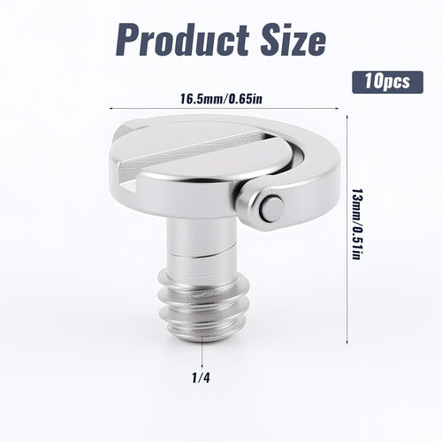 10 Pack Stainless Steel D Ring Screw Hinged Holder, 1/4"-20 Ring Camera Screws Tripod Camera Fixing Screwsfor Selfie