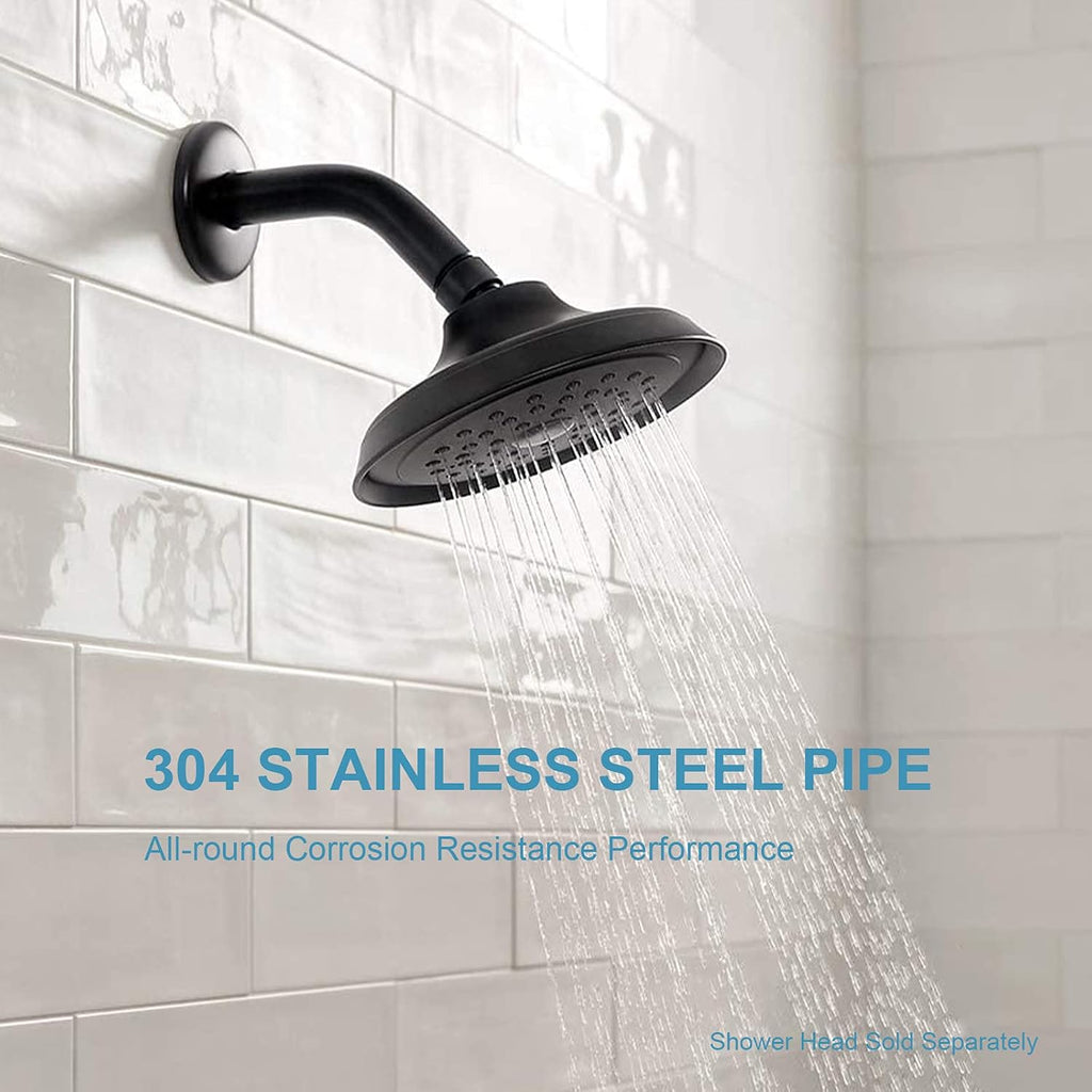 Shower Arm with Flange, 6 in Wall Mount Replacement Angle Shower Head Arm Wall-Mounted For Fixed Shower Head &