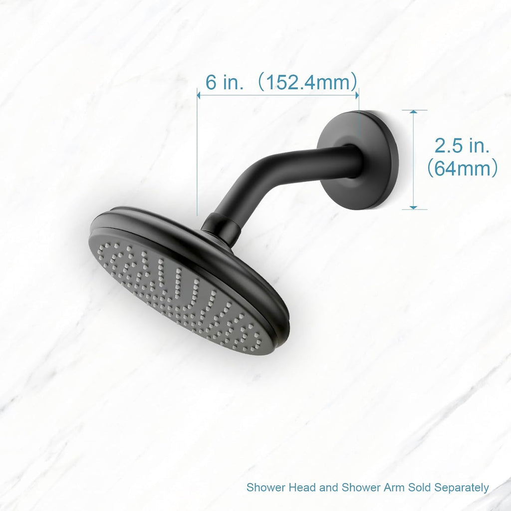 Shower Arm with Flange, 6 in Wall Mount Replacement Angle Shower Head Arm Wall-Mounted For Fixed Shower Head &