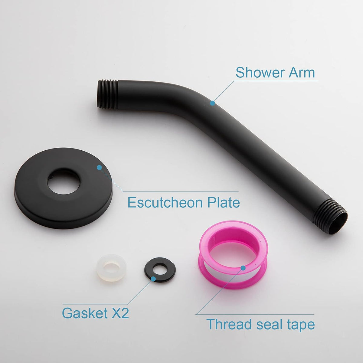 Shower Arm with Flange, 6 in Wall Mount Replacement Angle Shower Head Arm Wall-Mounted For Fixed Shower Head &