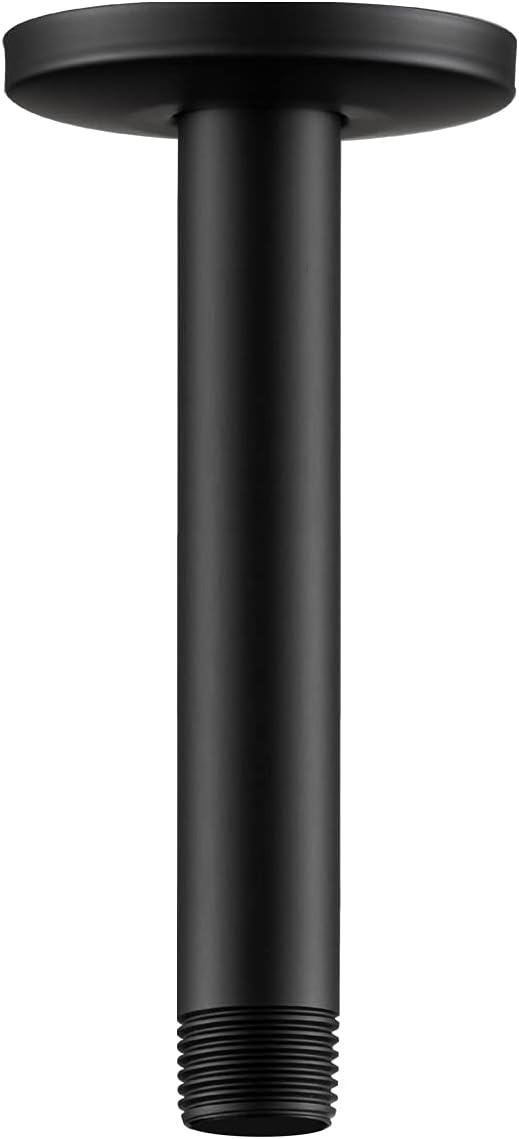 Shower Arm with Flange, 6 in Ceiling Mount Replacement Rain Shower Head Straight Arm Ceiling-Mounted For Fixed Shower