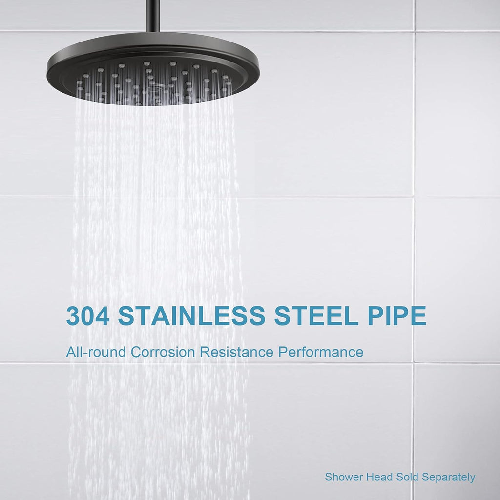 Shower Arm with Flange, 6 in Ceiling Mount Replacement Rain Shower Head Straight Arm Ceiling-Mounted For Fixed Shower