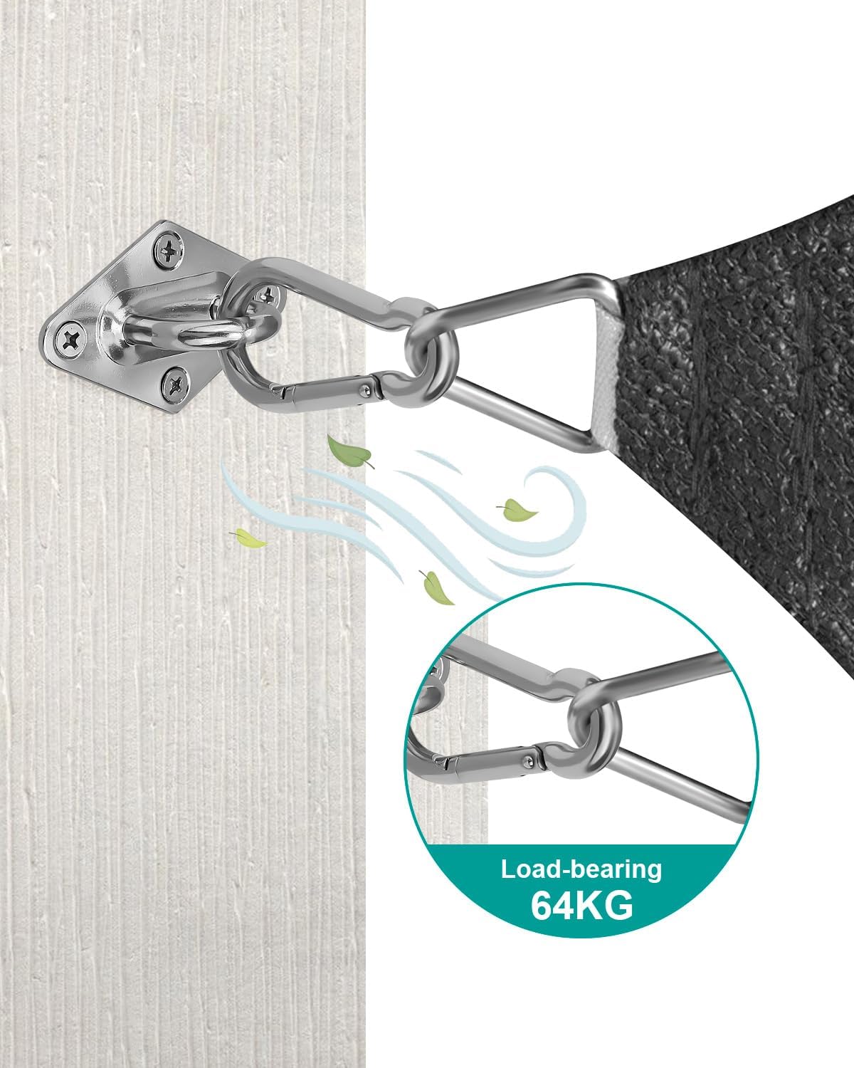 Sun Shade Sail Hardware Kit, 304 Stainless Steel Sunshades Canopy Installation Kit for Garden Rectangle & Triangle
