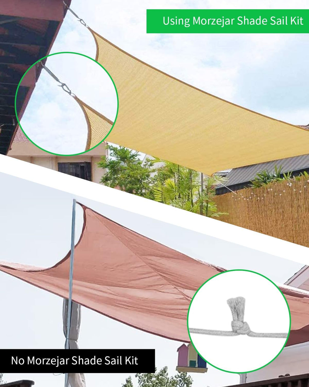 Sun Shade Sail Hardware Kit, 304 Stainless Steel Sunshades Canopy Installation Kit for Garden Rectangle & Triangle