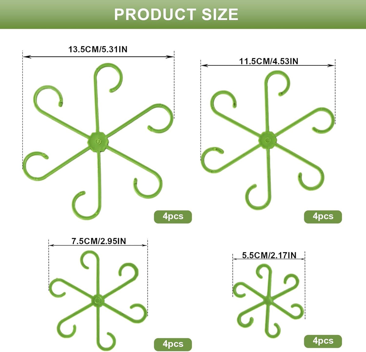 16 Pack Indoor Plant Stakes 4 Sizes 4 of Each Size Green Plant Supports for Tall Plants Monstera Plant Anchors Plant