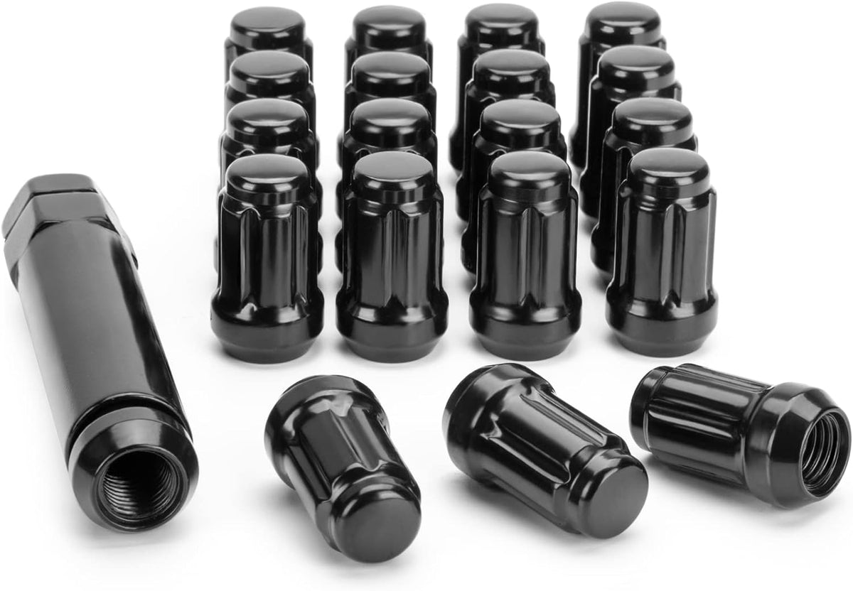 M12x1.5 Lug Nuts, 16 Piece 6 Spline LugNut with Socket for Polaris RZR, ATV 12x1.5 Black Wheel LugNuts for Ranger XP
