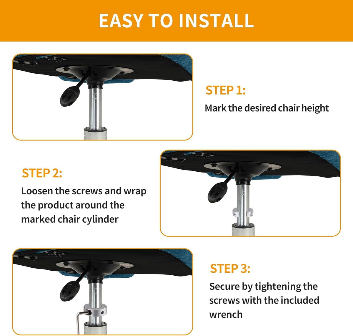 2 Packs Fix Sinking Office Chair, Gas Lift Cylinder Clamp Holder, Office Chair Saver Kit Adjust Chair Height and Stop