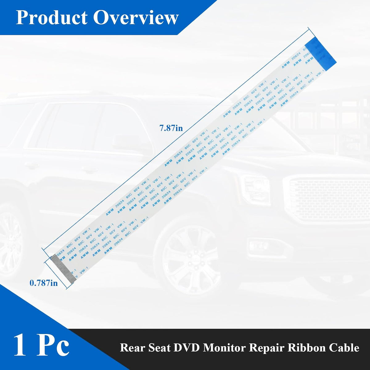 1 Piece Rear Seat Entertainment RSE DVD Monitor Repair Ribbon Cable, for Chevy Chevrolet Tahoe Suburban