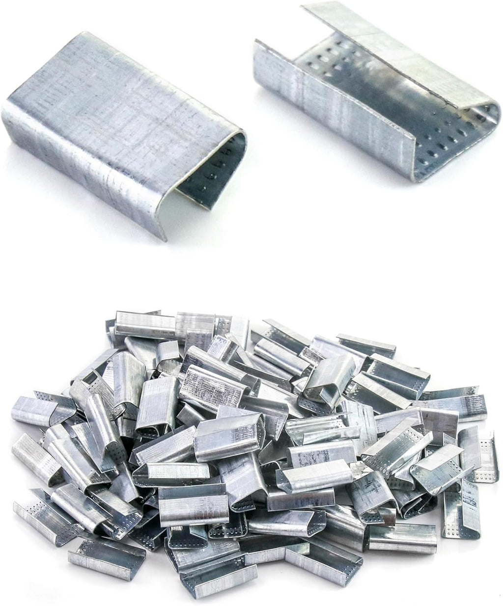 Seals for 1/2" Strap Width Steel Strapping, 500 Piece Metal Clips for Firmly Securing Packaging and Pallet Banding