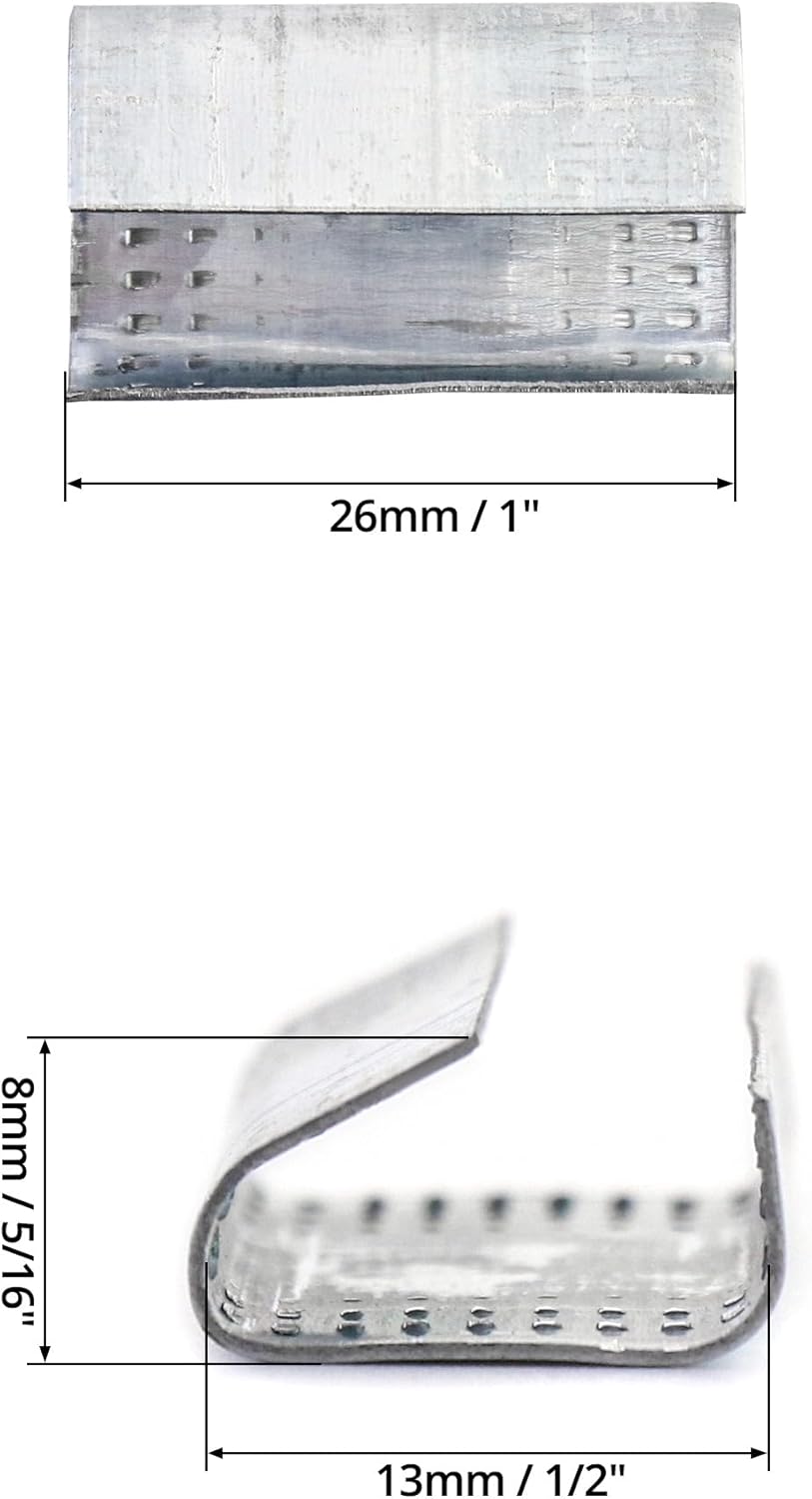 Seals for 1/2" Strap Width Steel Strapping, 500 Piece Metal Clips for Firmly Securing Packaging and Pallet Banding