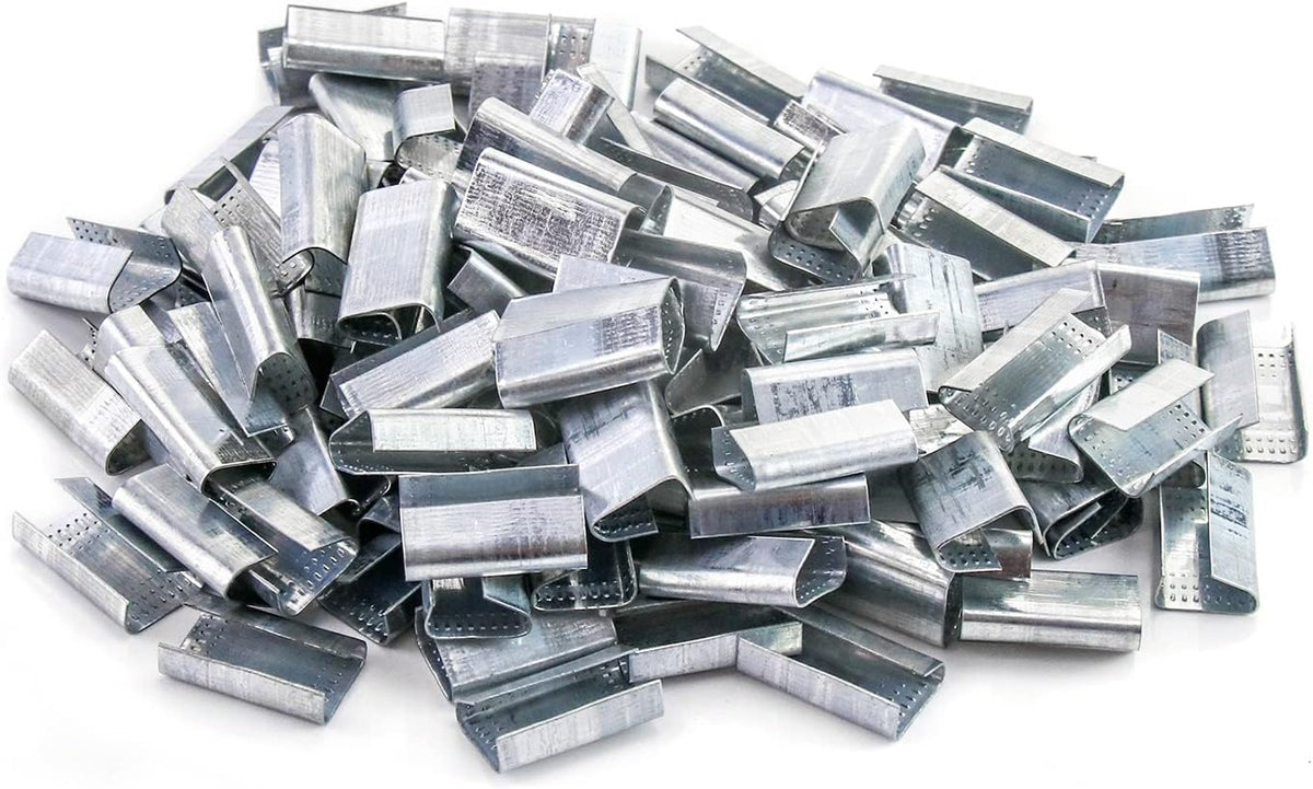 Seals for 1/2" Strap Width Steel Strapping, 500 Piece Metal Clips for Firmly Securing Packaging and Pallet Banding