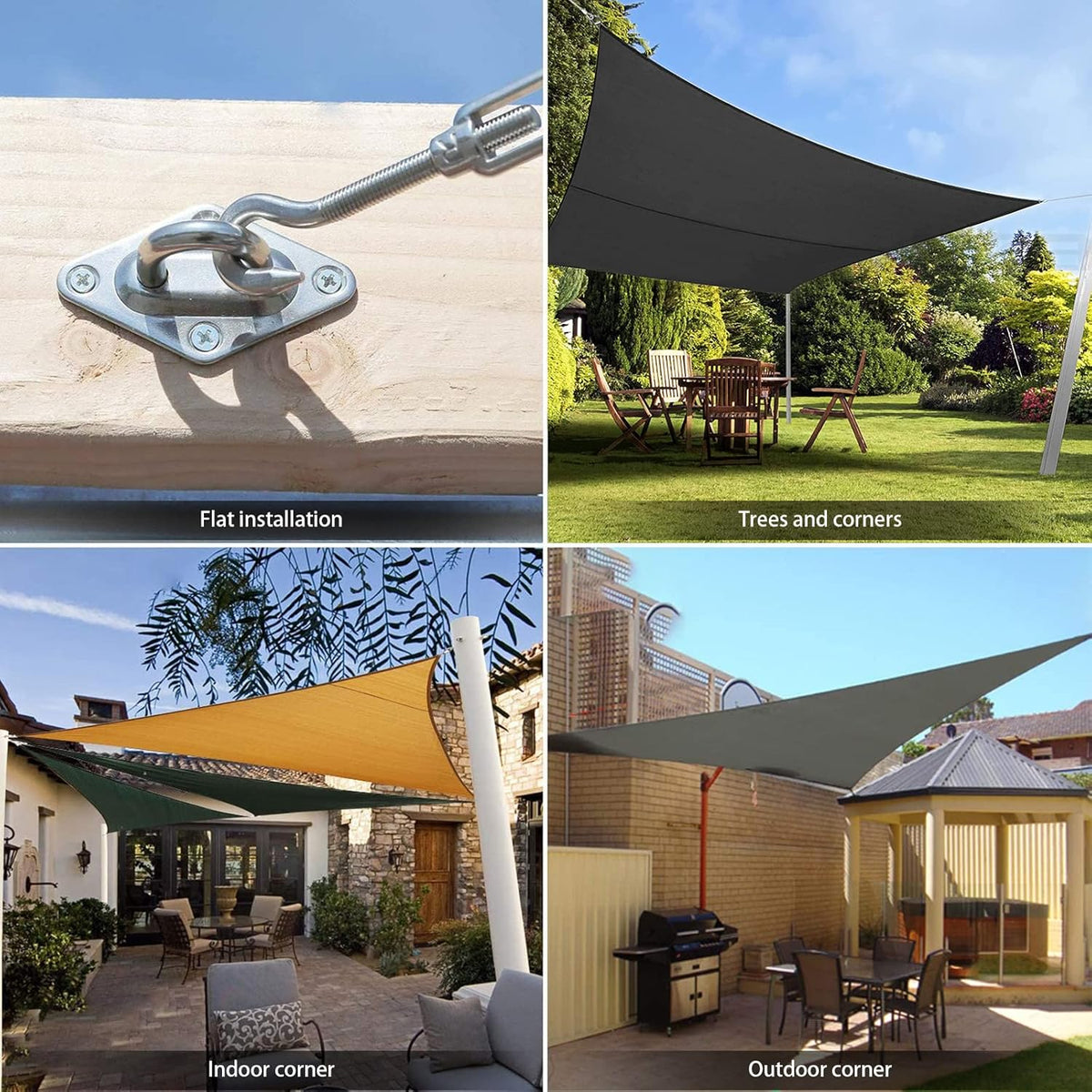 Sun Shade Sail Hardware Kit 6 Inch for Rectangle & Triangle Shade Sail Install