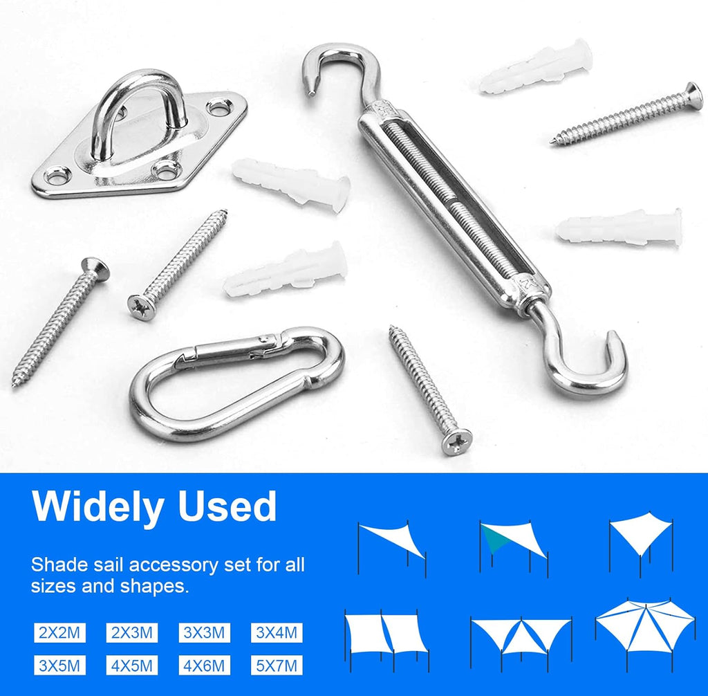 Sun Shade Sail Hardware Kit 6 Inch for Rectangle & Triangle Shade Sail Install
