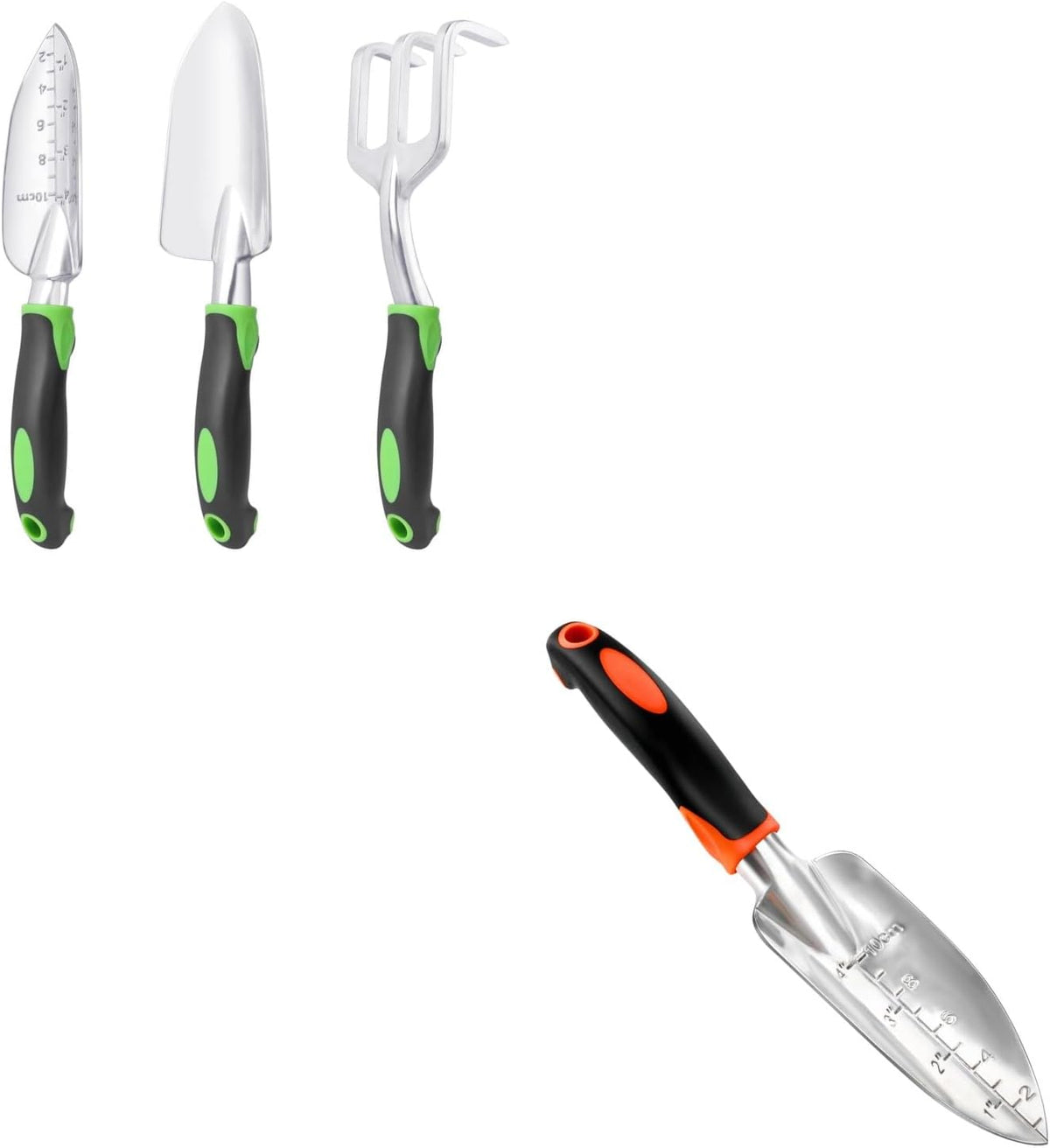 Garden Hand Tool Set – Trowel, Rake & Transplanting Spade – 3 Piece