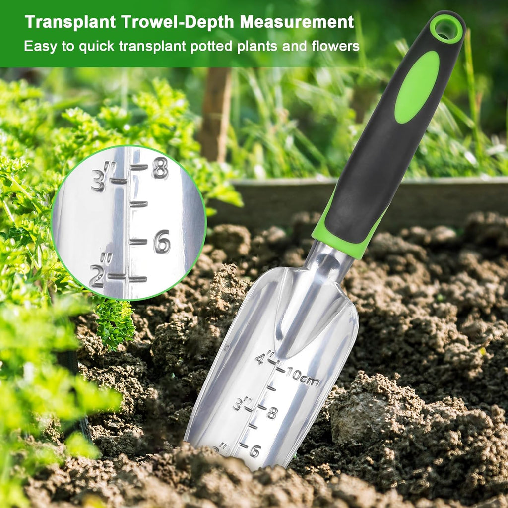 Garden Hand Tool Set – Trowel, Rake & Transplanting Spade – 3 Piece