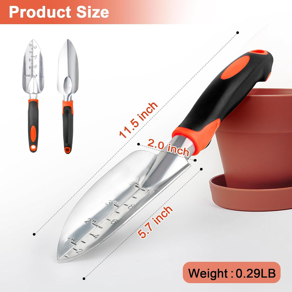 Garden Hand Tool Set – Trowel, Rake & Transplanting Spade – 3 Piece