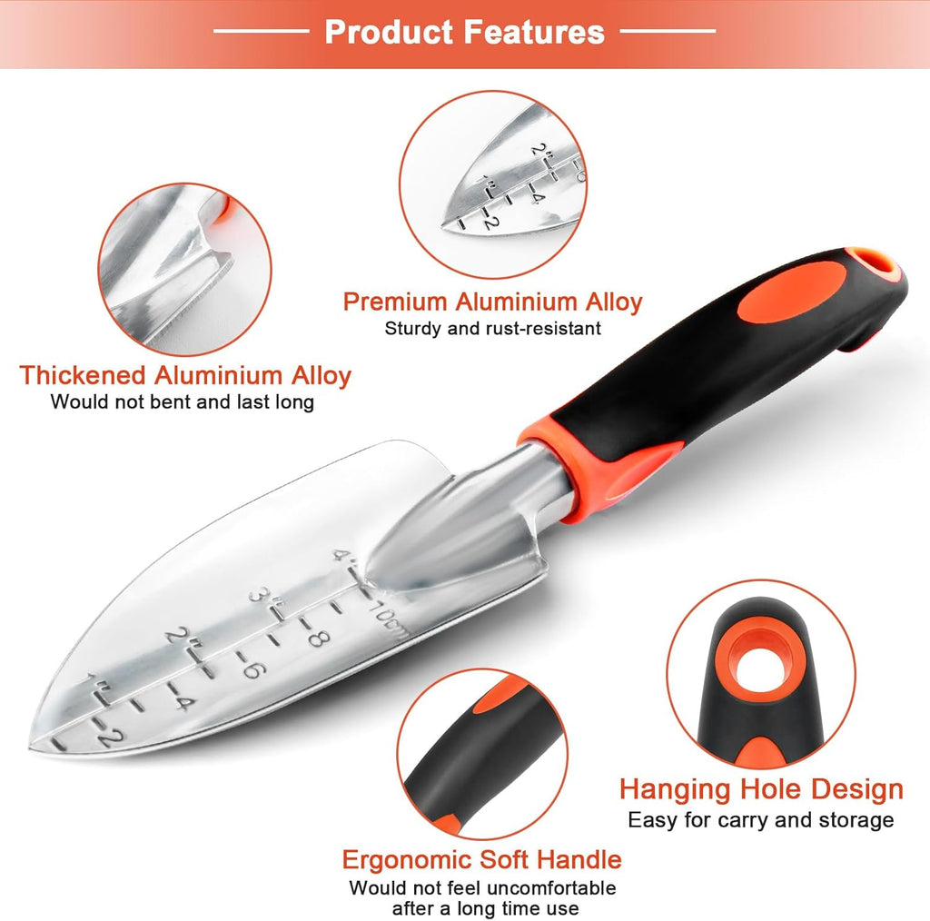Garden Hand Tool Set – Trowel, Rake & Transplanting Spade – 3 Piece