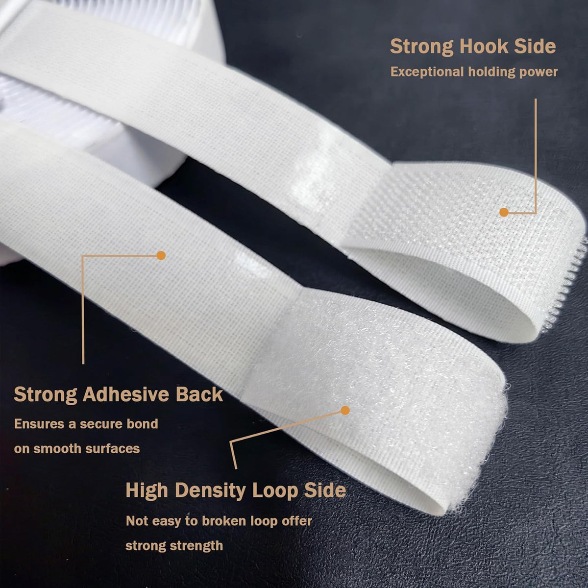 2 Inch Wide Hook and Loop Tape, Excellent Grip, Strong Adhesive Back, Nylon Self-Adhesive Fastener Strips for Fixing