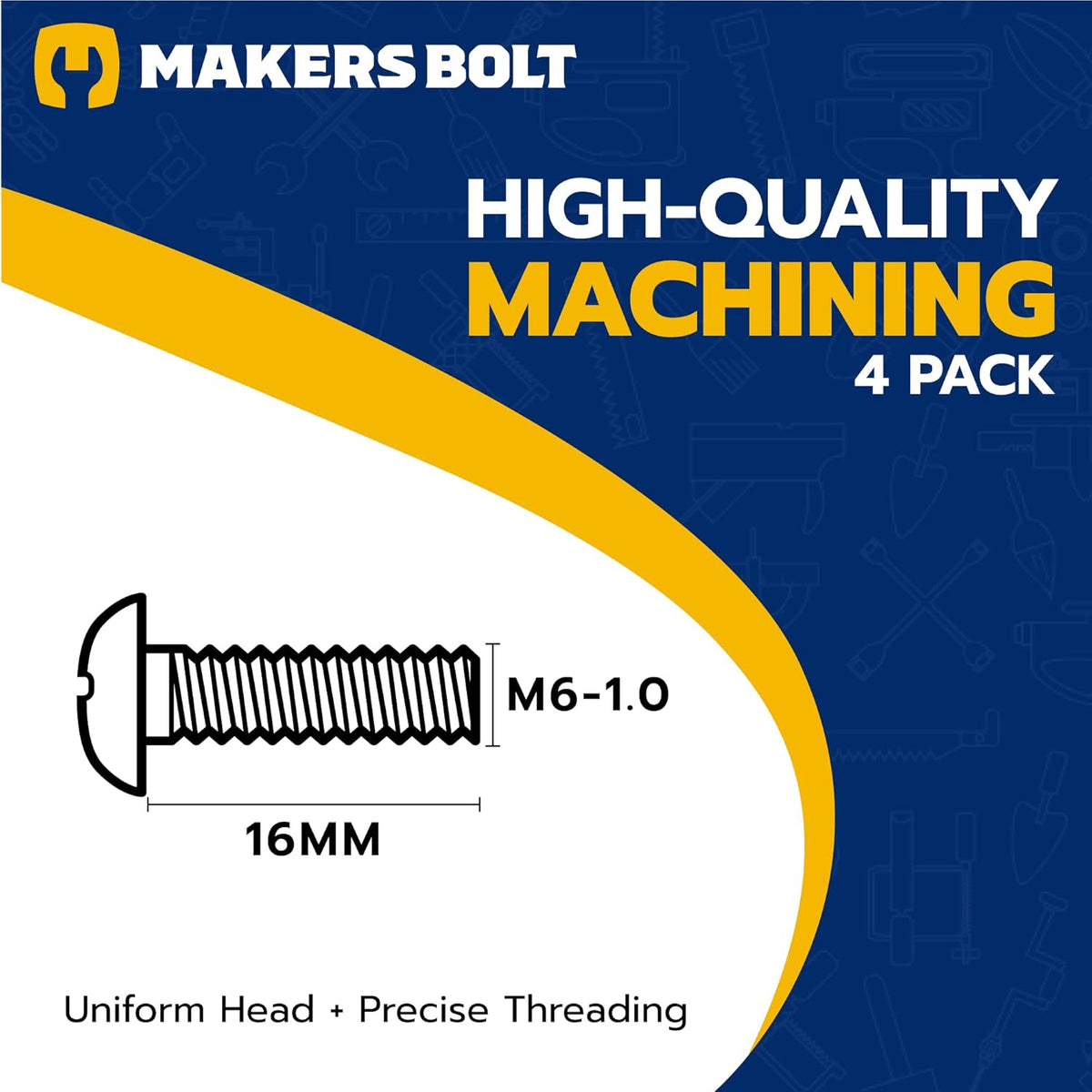 Black License Plate Screws for Lexus, Toyota, and Honda, Phillips Machine Pan Head 18-8, Stainless Steel, M6-1.0 x 16