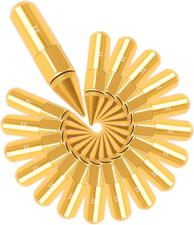 M12 × 1.5 Extended Spike Wheel Nuts – 20 Piece – Gold