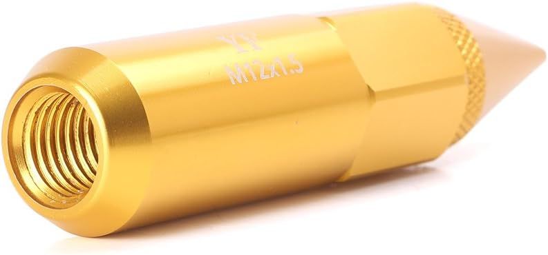 M12 × 1.5 Extended Spike Wheel Nuts – 20 Piece – Gold