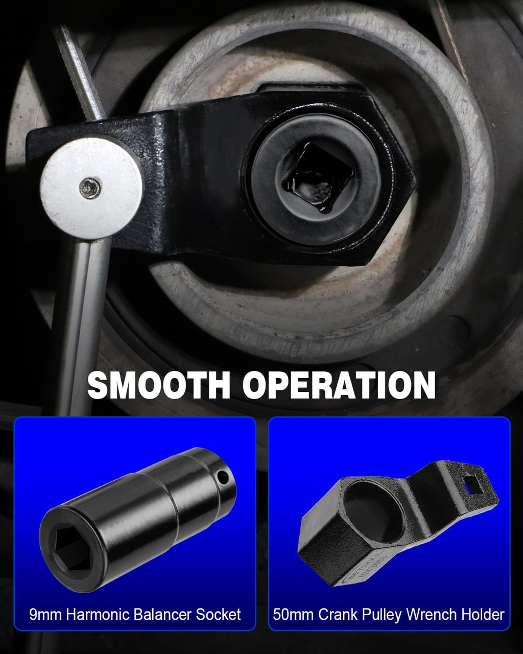 19mm Harmonic Balancer Socket & 50mm Crank Pulley Holder Tool Kit