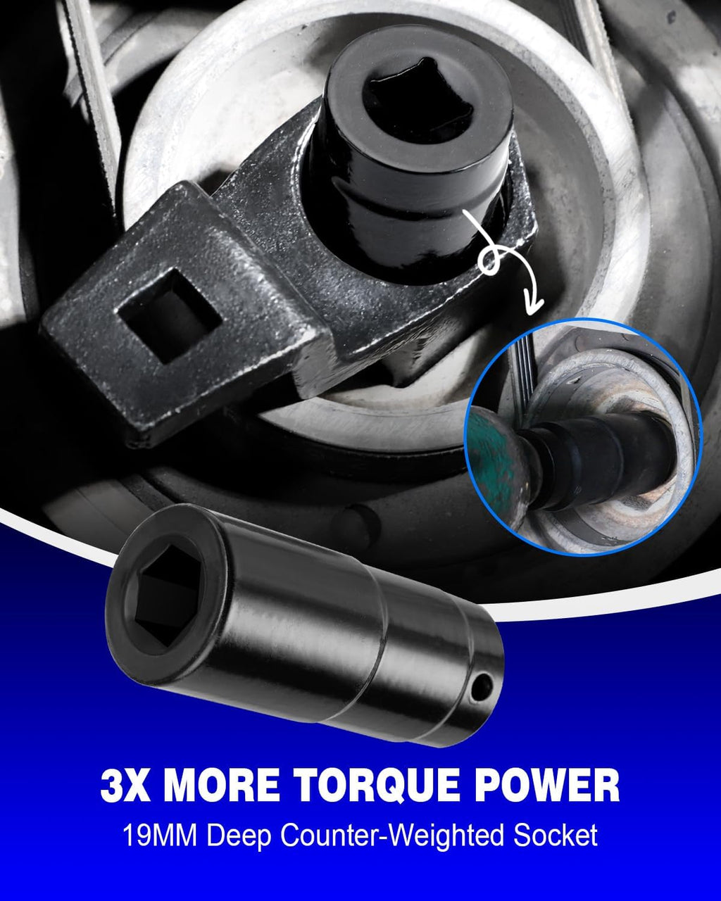19mm Harmonic Balancer Socket & 50mm Crank Pulley Holder Tool Kit