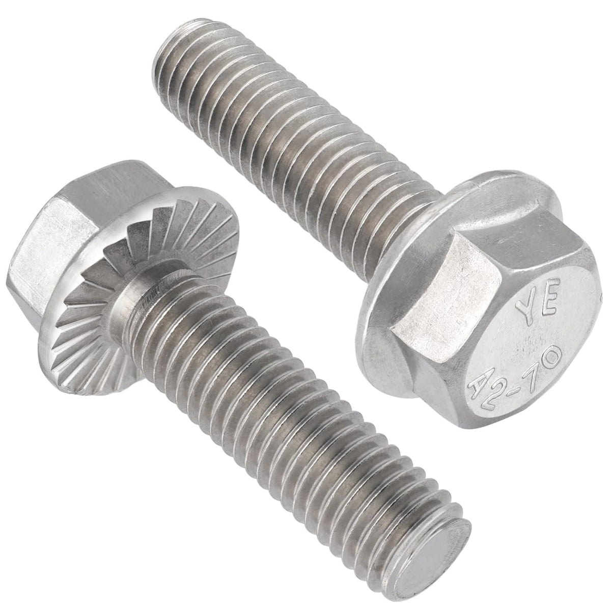 M8-1.25 x 25mm Flanged Hex Head Bolts, 304 Stainless Steel 18-8, Fully Threaded