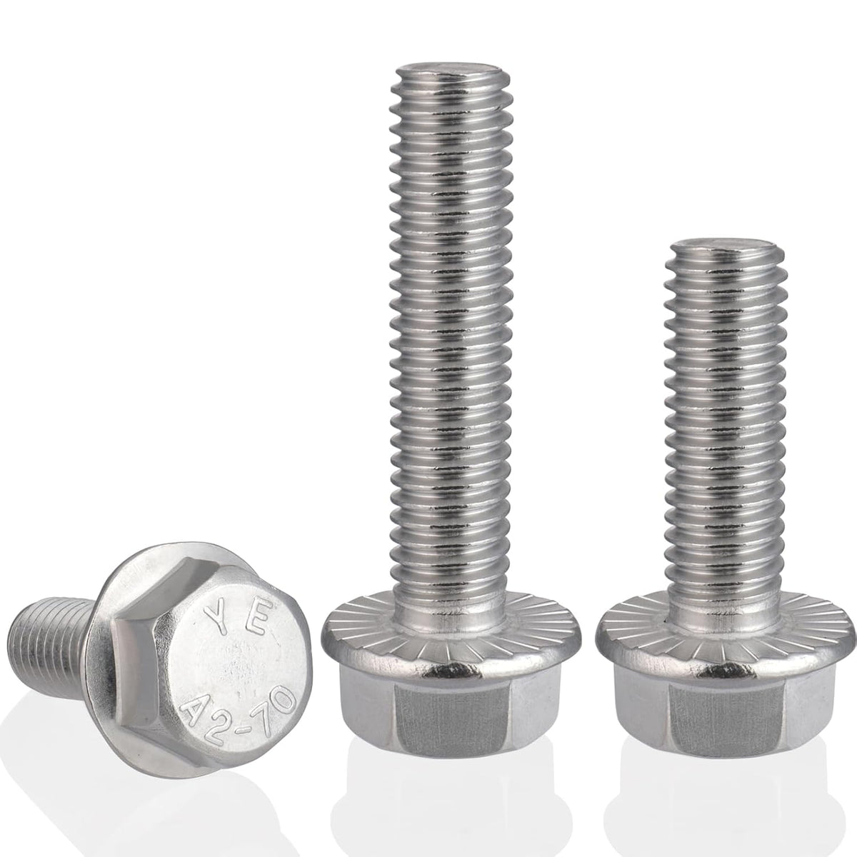 M8-1.25 x 25mm Flanged Hex Head Bolts, 304 Stainless Steel 18-8, Fully Threaded