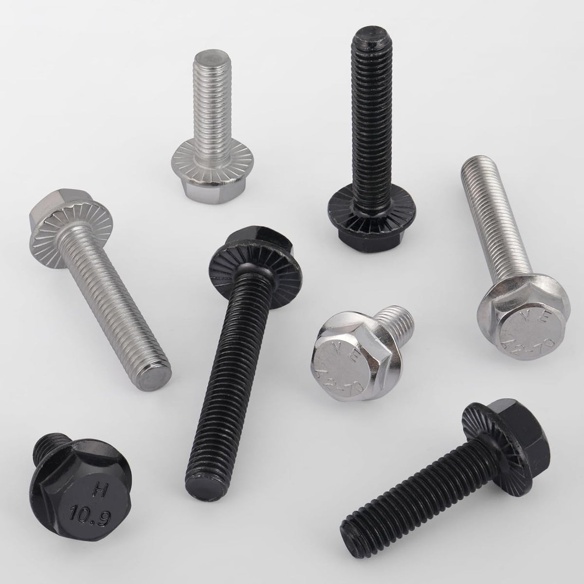 M8-1.25 x 25mm Flanged Hex Head Bolts, 304 Stainless Steel 18-8, Fully Threaded