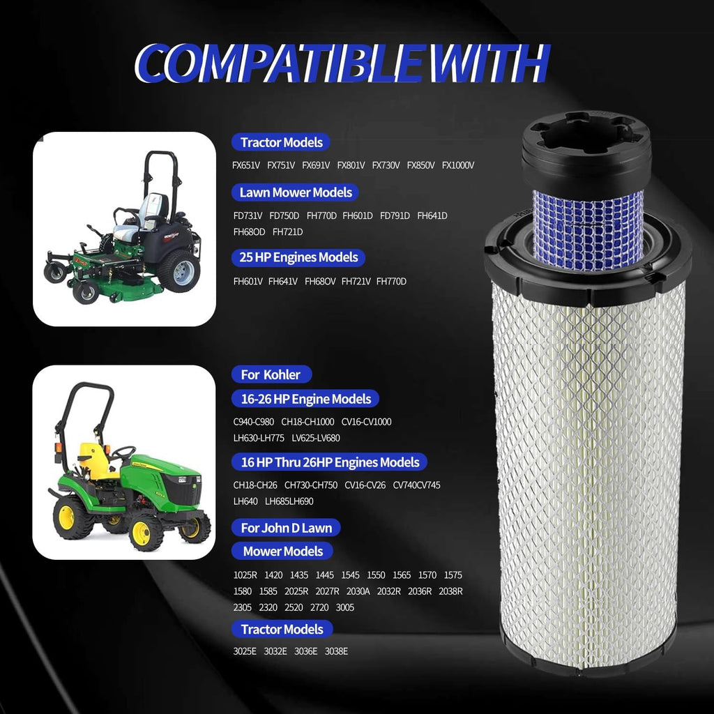 Kawasaki 11013-7044 & 11013-7045 Inner & Outer Air Filter Cleaners Combo OEM for Donaldson Kohler 25-083-01-S