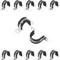 1 Inch Reinforced Rigid Pipe Strap, 2 Holes U Bracket Cable Clamp Hanger, Rubber Cushioned Insulated Clamp
