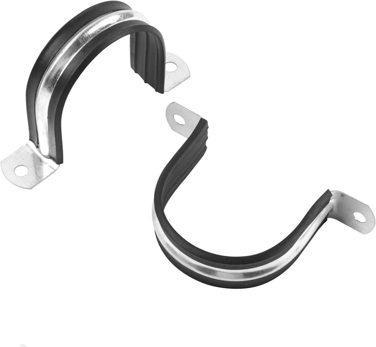 1 Inch Reinforced Rigid Pipe Strap, 2 Holes U Bracket Cable Clamp Hanger, Rubber Cushioned Insulated Clamp