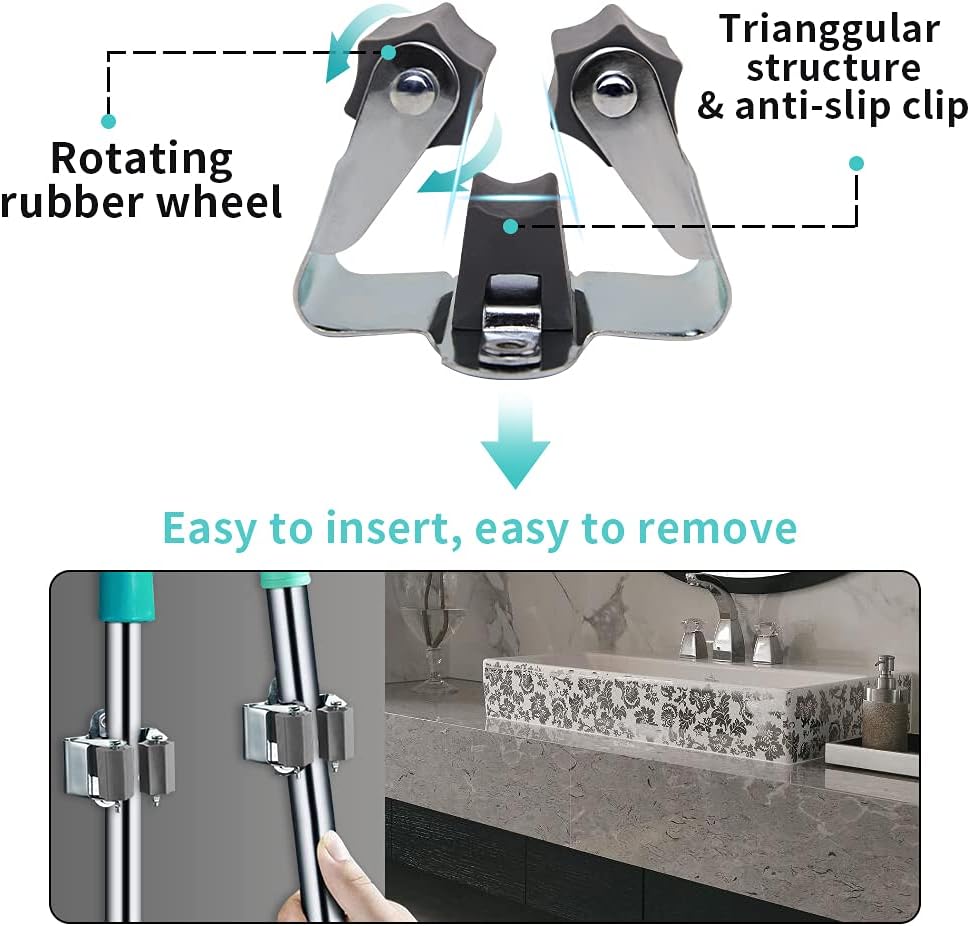 Petluno Broom Holder – Tool Holder Broom Wall Mount System Multi Wall Holder Mounting System Garden Tools Set