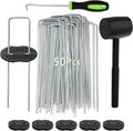 102 Piece 6 Inches Landscape Staples with Gasket Kit. 50 Piece U-Shaped Garden Stakes and Plastic Fixing Gasket