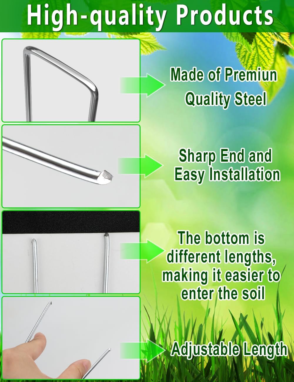 102 Piece 6 Inches Landscape Staples with Gasket Kit. 50 Piece U-Shaped Garden Stakes and Plastic Fixing Gasket